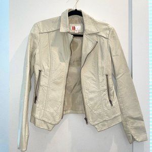 Cream Faux Leather Jacket